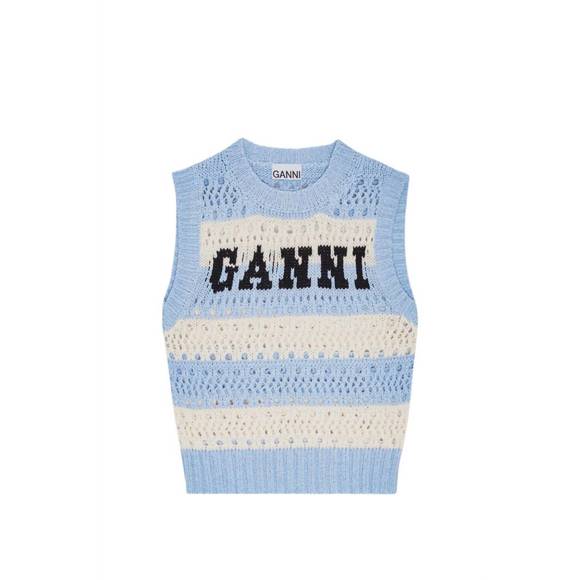 NEW GANNI light blue striped vest in soft chambray - Picture 3 of 3